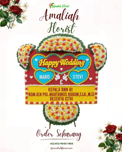 Karangan Papan Bunga Pernikahan di Cibanggala